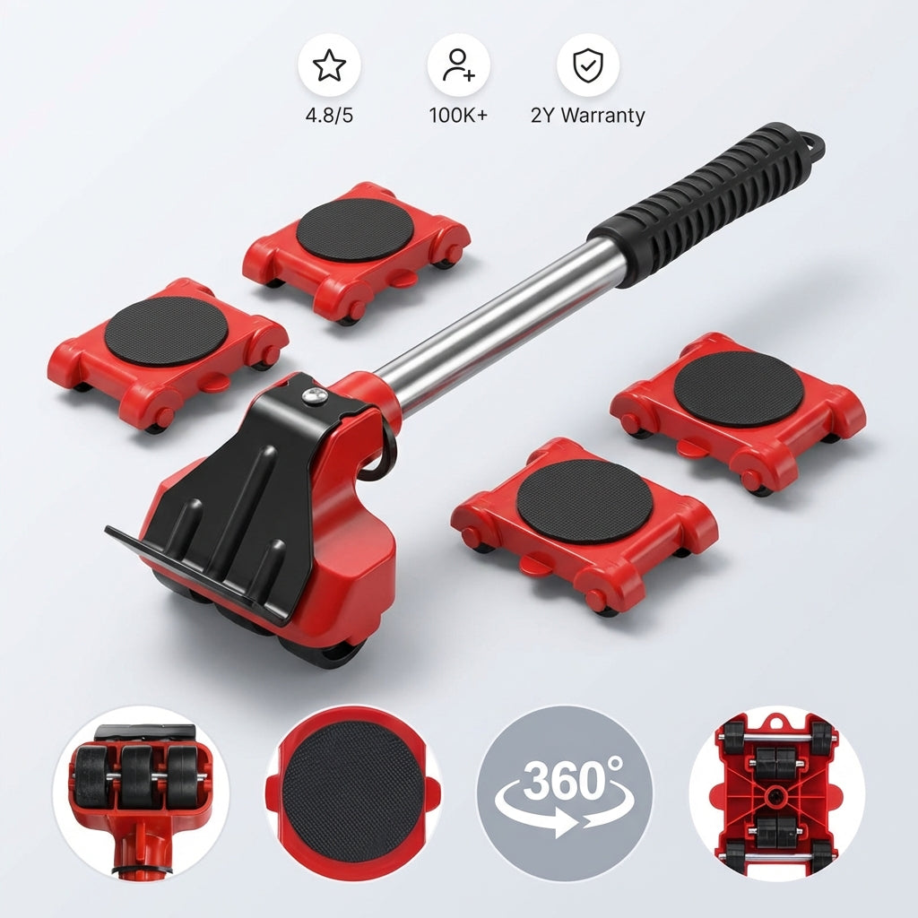 Kit de 4 piezas para levantar y mover muebles pesados - Levante hasta 150 kg sin esfuerzo